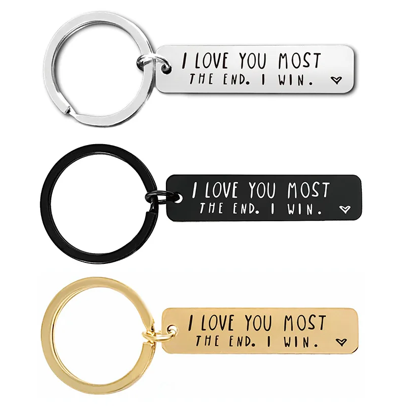 

I LOVE YOU Stainless Steel Keychains Gift Box A Pair of Metal Couple Custom Key Chain Ring Valentine's Day Keyring for Lovers