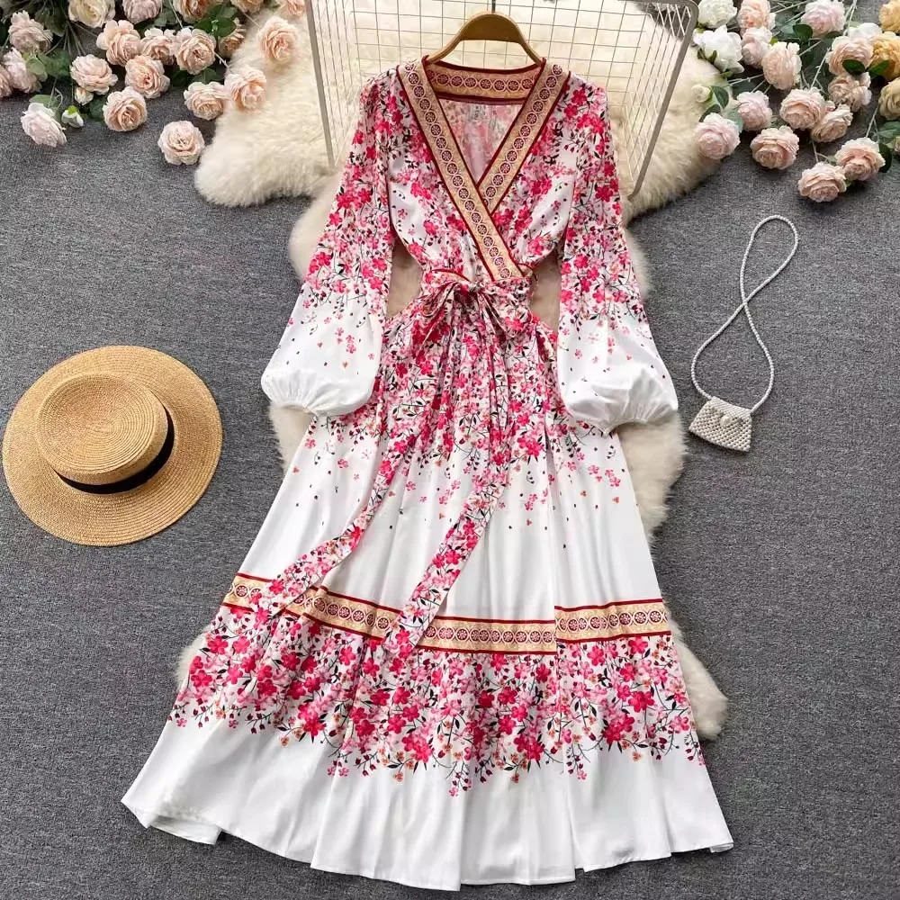 Women's Spring Autumn Long Sleeve Vintage Print Dress Female High Waist Chic Party A-line Vacation Dress TB1578
Women's Spring Autumn Long Sleeve Vintage Print Dress Female High Waist Chic Party A-line Vacation Dress TB1578