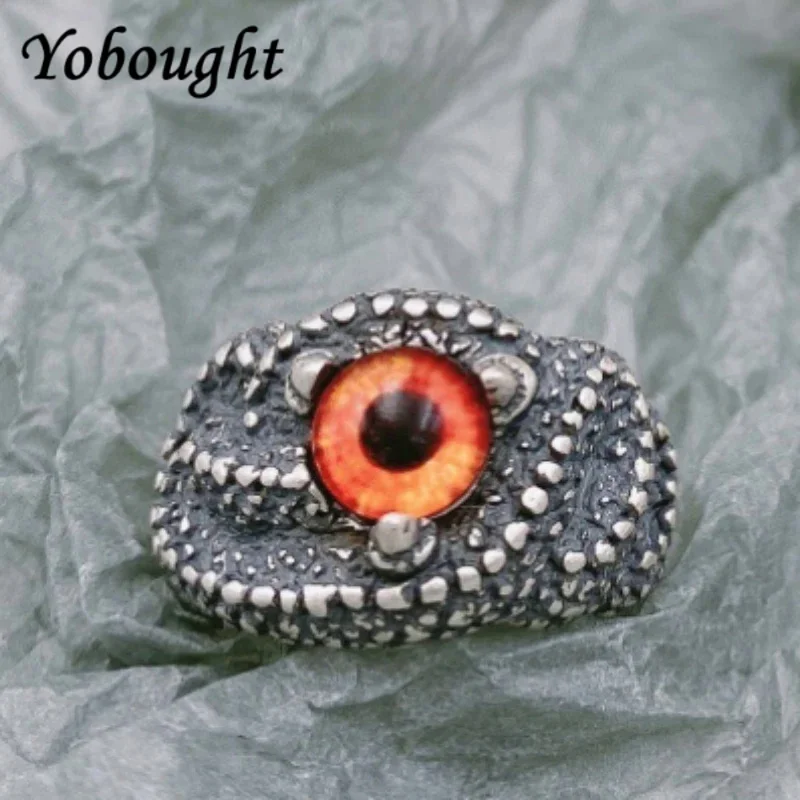 

S925 Silver Jewelry Vintage Ring Thai Devil'S Eye Exaggerated Index Finger Couple Adjustable Opening