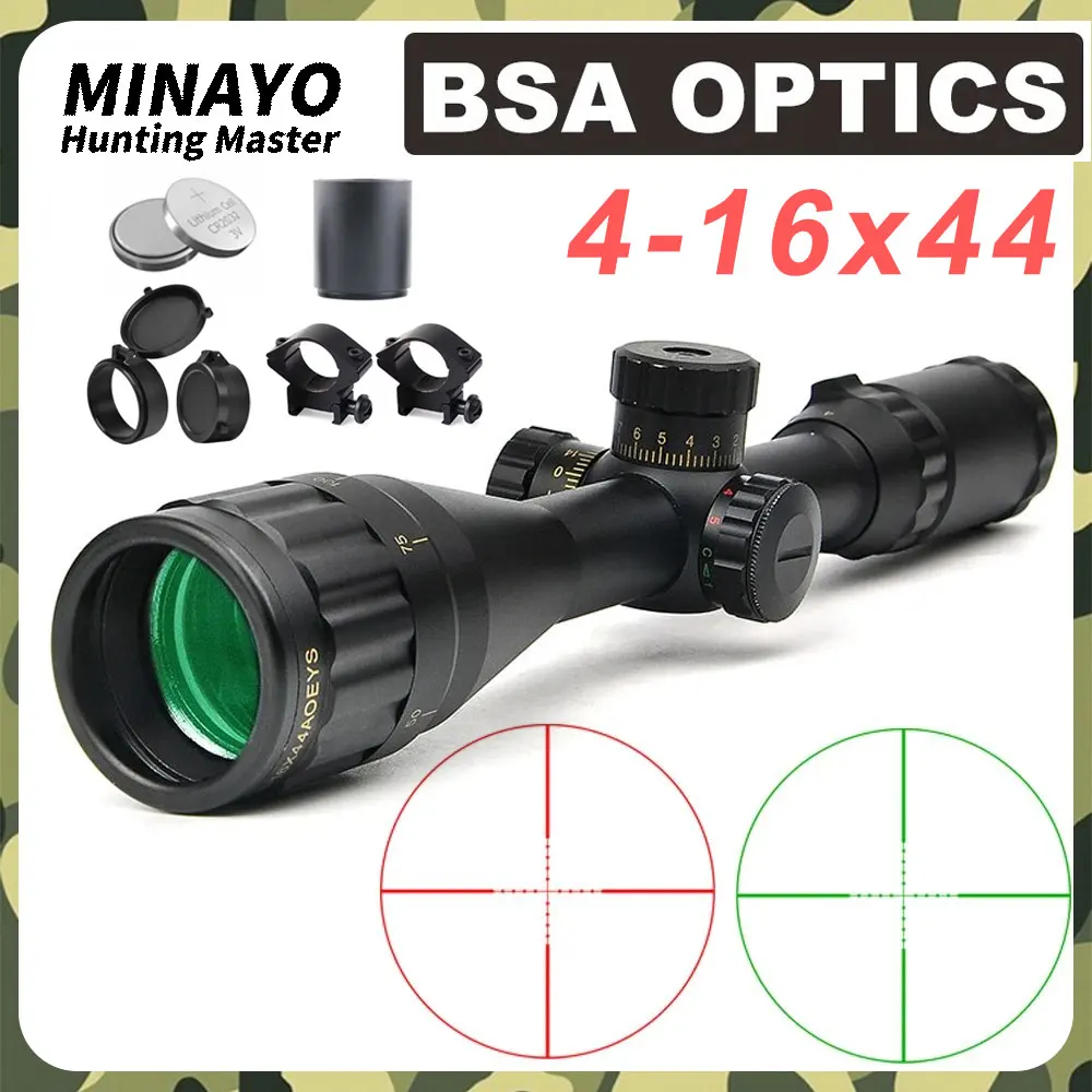 

BSA OPTICS 4-16x44 ST Tactical Optic Sight Green Red Illuminated Riflescope Hunting Rifle Scope Sniper Airsoft Air Guns