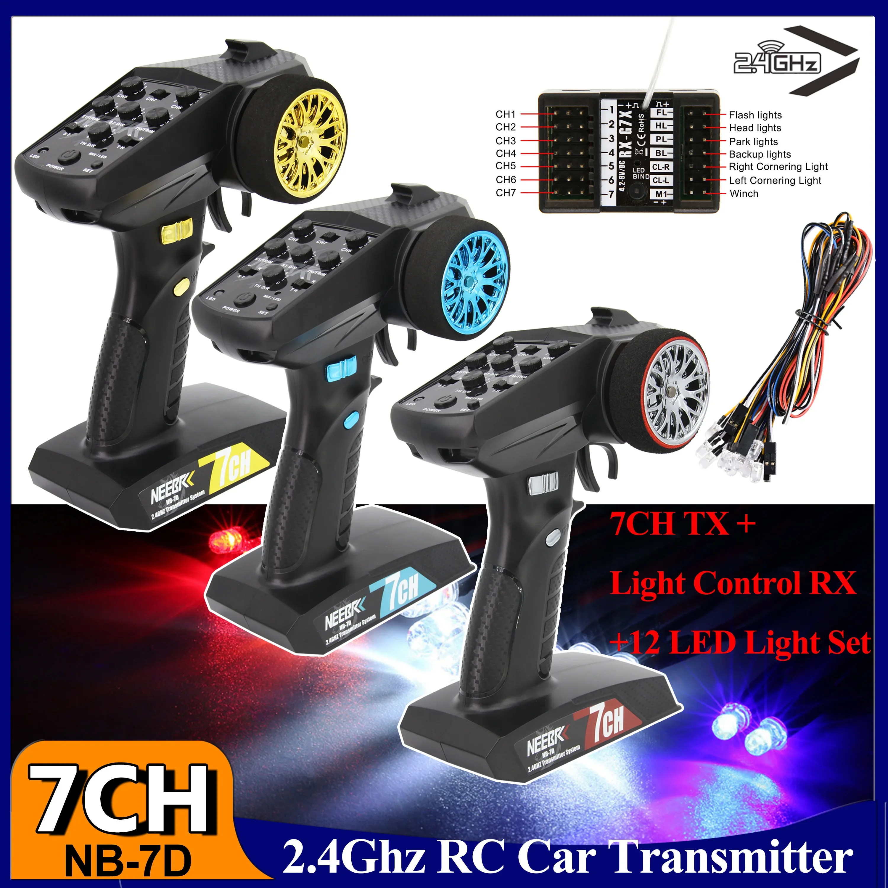 RC Car 7CH Transmitter Light Control Receiver Remote Controller 12 LED Light Set for RC Car Tank Boat Toys PK DumboRC Radiolink
RC Car 7CH Transmitter Light Control Receiver Remote Controller 12 LED Light Set for RC Car Tank Boat Toys PK DumboRC Radiolink