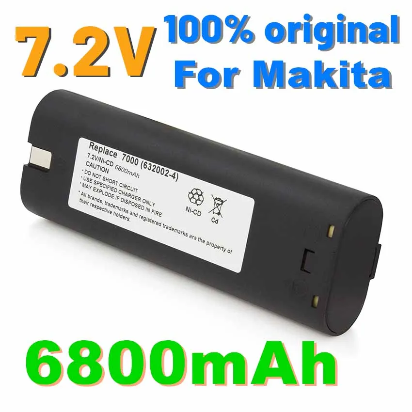 

7.2V 6800mAh Ni-MH Replacement Battery For Makita 7000 7002 7033 191679-9 192532-2 192695-4 632002-4 632003-2 7.2V Battery L50