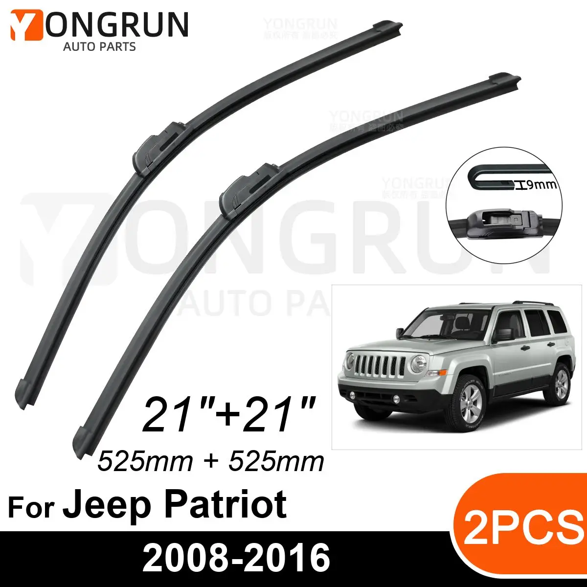 

Car Front Windshield Wipers For Jeep Patriot 2008-2016 Wiper Blade Rubber 21"+21" Car Windshield Windscreen Accessories