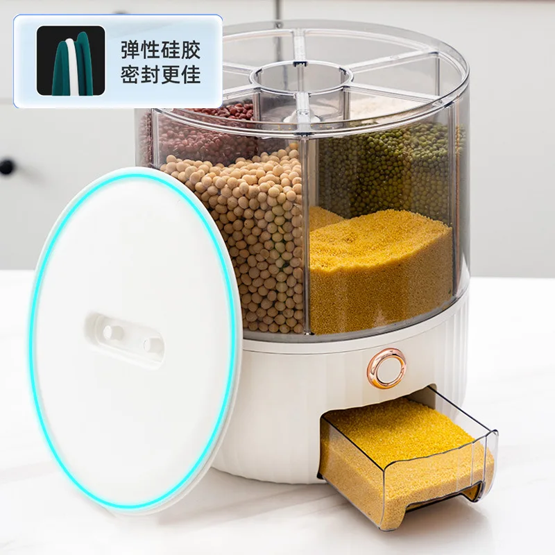 Moisture-Proof Sealed 6 Rice Storage Bin, Household Rotatable Grid Cereals Storage, Fantastic One-Click Take Rice, Light Luxury
Moisture-Proof Sealed 6 Rice Storage Bin, Household Rotatable Grid Cereals Storage, Fantastic One-Click Take Rice, Light Luxury