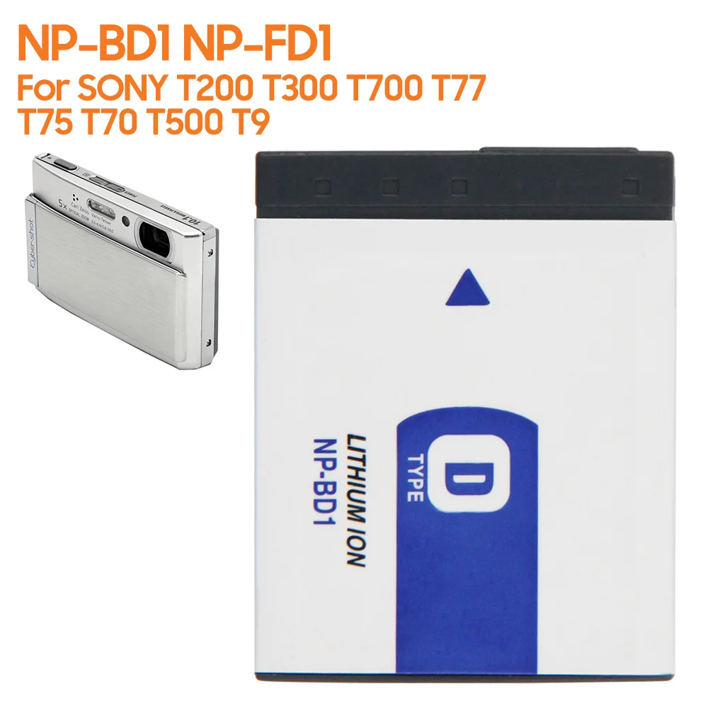 

Replacement Battery NP-BD1 NP-FD1 For SONY DSC-T2 TX1 T900 T90 T200 T500 T300 T700 T77 T75 T70 Camera Battery 680mAh