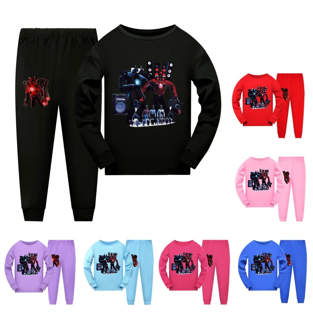 Kids Pajamas Sets Girls and Boys Halloween Sleepwear Cotton Clothes Skibidi Toilet Cartoon Long sleeve T-shirt+Pants Nightwear
Kids Pajamas Sets Girls and Boys Halloween Sleepwear Cotton Clothes Skibidi Toilet Cartoon Long sleeve T-shirt+Pants Nightwear