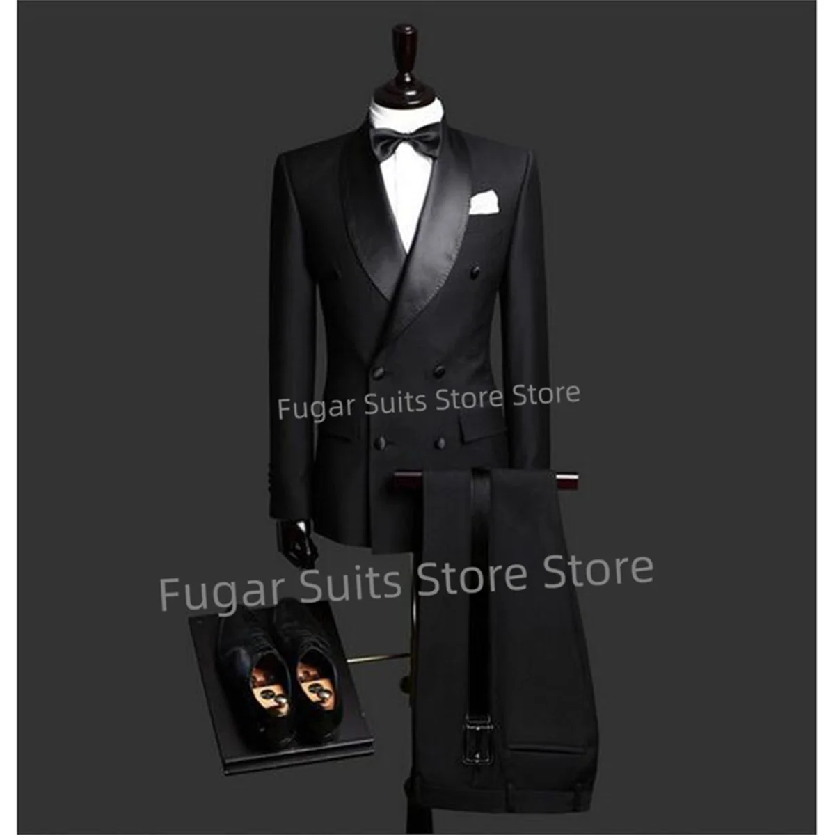 New Black Wedding Men Suit Slim Fit Shiny Shawl Lapel Double Breasted Groom Tuxedos 2 Pcs Business Male Blazer Terno Masculino
New Black Wedding Men Suit Slim Fit Shiny Shawl Lapel Double Breasted Groom Tuxedos 2 Pcs Business Male Blazer Terno Masculino