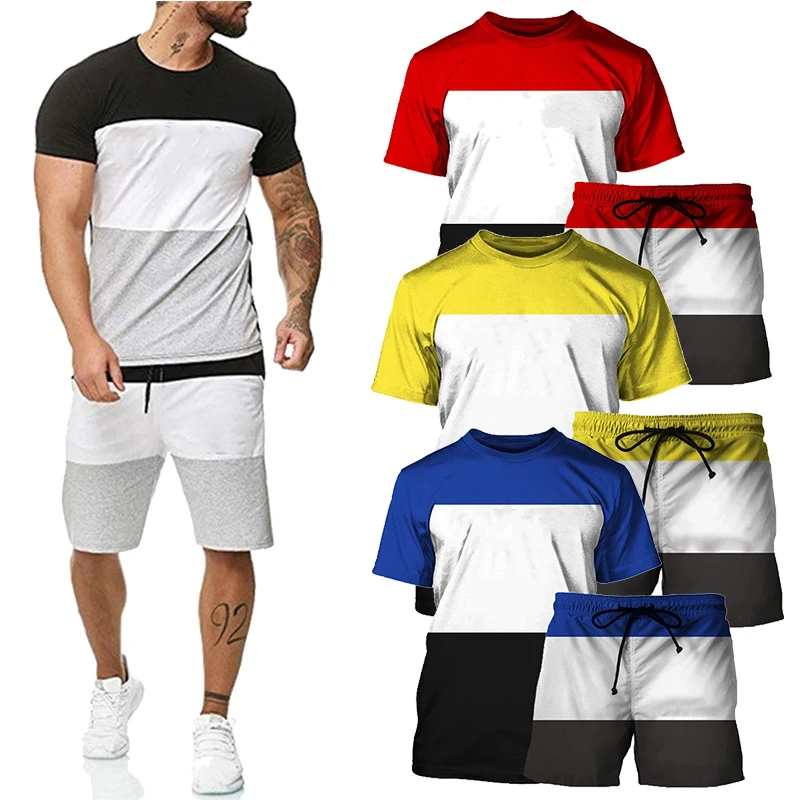 Men's Fashion T-shirt & Shorts Two Piece Set Colorblock short-sleeved and Shorts Sets Men Summer Casual Clothing Plus Size S-4XL
Men's Fashion T-shirt & Shorts Two Piece Set Colorblock short-sleeved and Shorts Sets Men Summer Casual Clothing Plus Size S-4XL