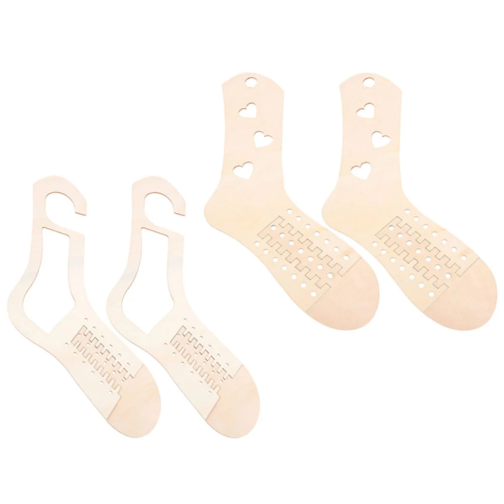 

4pcs Crochet Sock DIY Molds Wood Sock Blocker Stocking Display Molds Sock Forms for Knitting Crochet