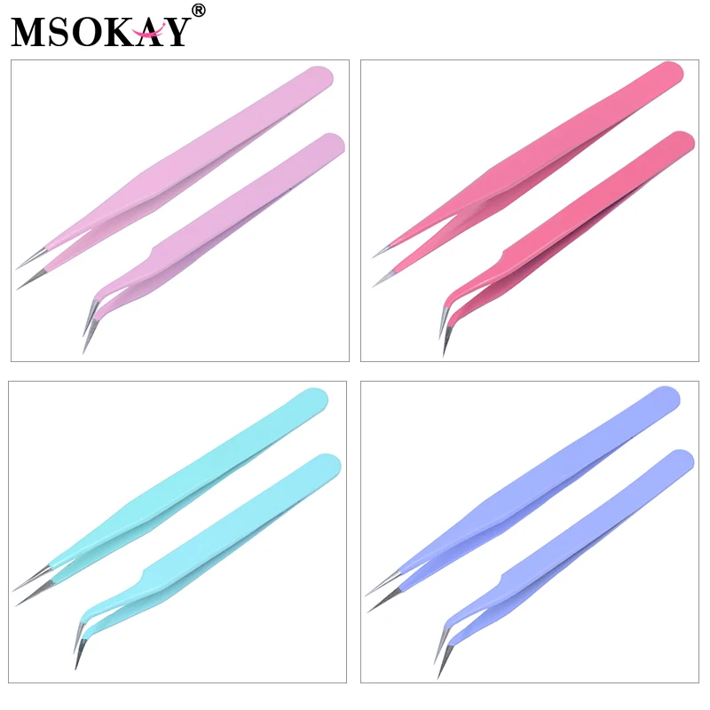 MSOKAY 2Pcs Stainless Steel Straight Curved Colored Tweezers For Eyelash Extension Nail Art Sticker Rhinestones Picking Tool
MSOKAY 2Pcs Stainless Steel Straight Curved Colored Tweezers For Eyelash Extension Nail Art Sticker Rhinestones Picking Tool