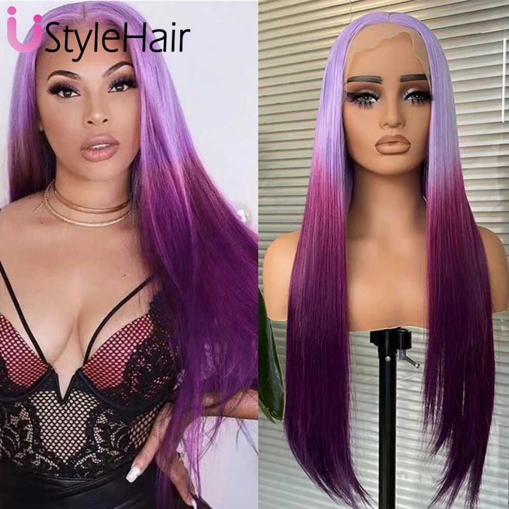 UStyleHair, фиолетовый парик с эффектом омбре, длинный шелковистый синтетический парик на шнуровке спереди, искусственный парик с фиолетовыми кружевами спереди, термостойкий парик для повседневного Косплея
UStyleHair, фиолетовый парик с эффектом омбре, длинный шелковистый синтетический парик на шнуровке спереди, искусственный парик с фиолетовыми кружевами спереди, термостойкий парик для повседневного Косплея
