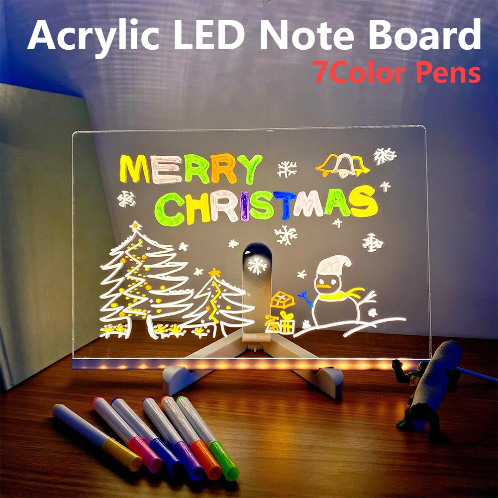 LED Acrylic Note Board LED Letter Message Board With 7 Color Pen Color-Filled Drawing Board Bedroom Night Light For Kids Gifts
LED Acrylic Note Board LED Letter Message Board With 7 Color Pen Color-Filled Drawing Board Bedroom Night Light For Kids Gifts