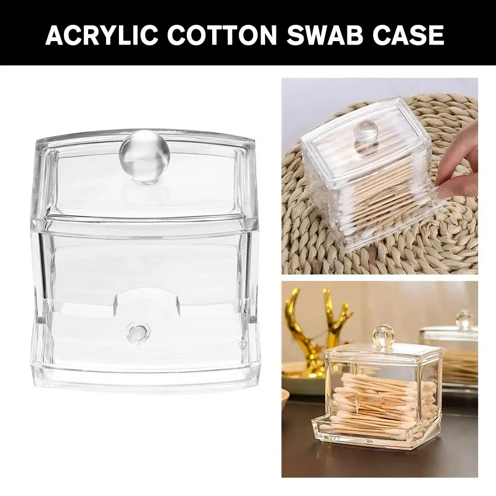 

1pc 9×7.2×7.2cm Acrylic Cotton Swab Box Cotton Bud Storage Box Jewelry Transparent Cosmetic Makeup Cotton Sundries Org O8x3