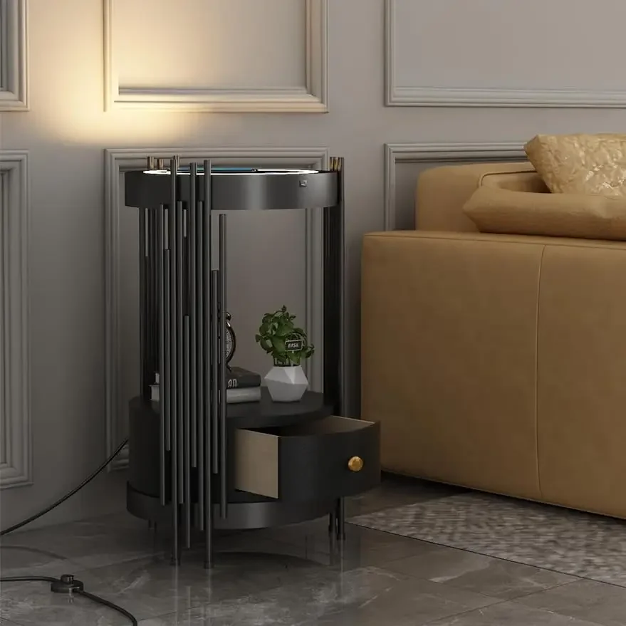 Black Led Smart Nightstand with Drawer, Round End Table with Wireless Charging Station, Small Luxury Narrow Bedside Table/Unique
Black Led Smart Nightstand with Drawer, Round End Table with Wireless Charging Station, Small Luxury Narrow Bedside Table/Unique