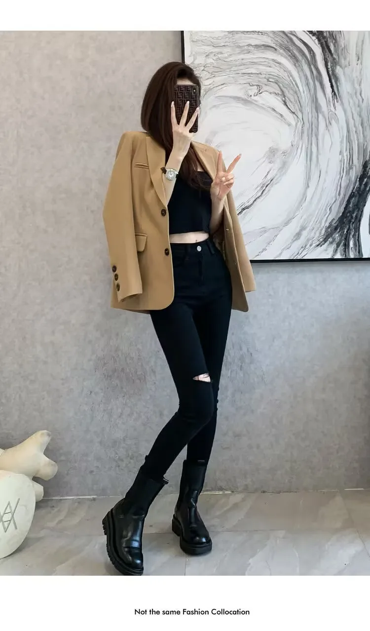 Women Blazer Casual Jacket Multi-Color Pocket All-Match Long Sleeved OL Autumn Winter Elegant Office Lady Coat Loose Solid Thin Women Blazer Casual Jacket Multi-Color Pocket All-Match Long Sleeved OL Autumn Winter Elegant Office Lady Coat Loose Solid Thin