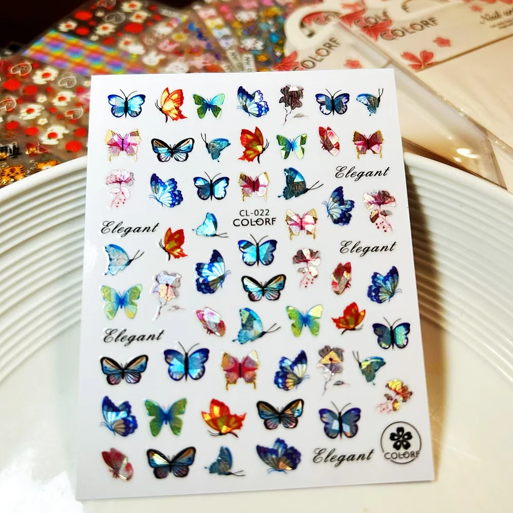 1 sheet Fashion Colorful Laser Butterfly Patterns 3D Nail Art Stickers for Manicure fashion Design DIY Happy Accessories
1 sheet Fashion Colorful Laser Butterfly Patterns 3D Nail Art Stickers for Manicure fashion Design DIY Happy Accessories