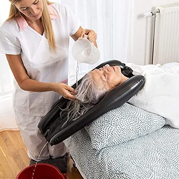 휴대용 팽창식 샴푸 대야 PVC 헤어 워싱 대야, 임산부 노인용 샴푸 싱크 패드, 빠르게 팽창 수축 상품 이미지