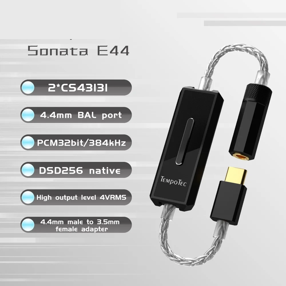 

New Sonata E44 Headphone Amplifier Dual CS43131 USB Type C To 4.4MM Balance DAC AMP DSD256(Native) For Android Phone PC MAC