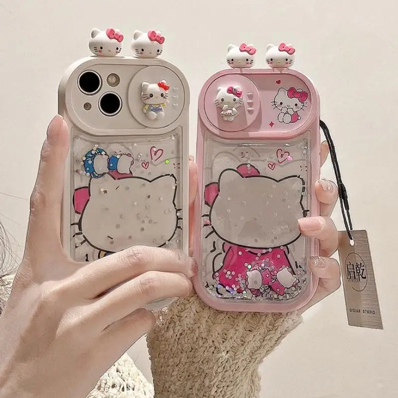 

Anrio Hello Kitty Kawaii Phone Caseanime креативный милый мультяшный бегущий песок Kitty Iphone 15 чехол Apple 14/13 Promax мягкий чехол