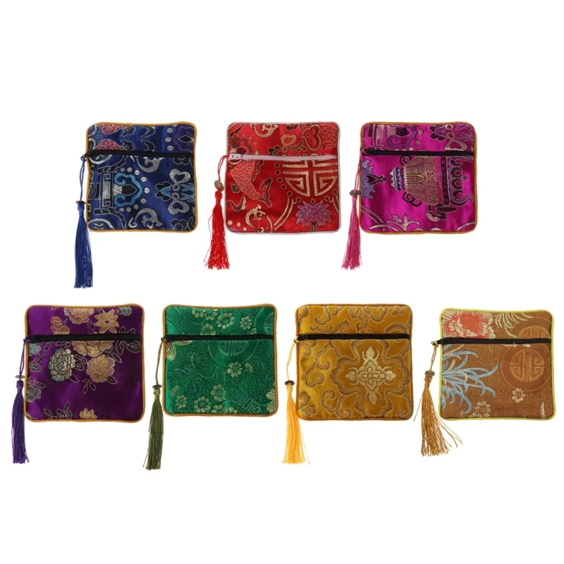 

Jewelry Silk Purse Gift Pouches Embroidery Damask Cloth Pouches Chinese Silk Brocade Embroidered Bag for Jewelry