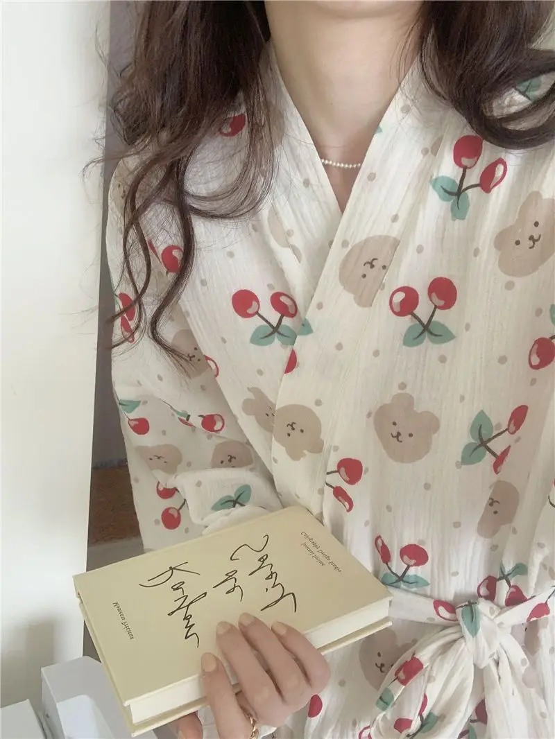 Women's Pajamas Home Clothes Night Dress Robe Long Sleeve Korea Woman Summer Offer Sleepwear Sexy Korean Attractive Nightwear Women's Pajamas Home Clothes Night Dress Robe Long Sleeve Korea Woman Summer Offer Sleepwear Sexy Korean Attractive Nightwear