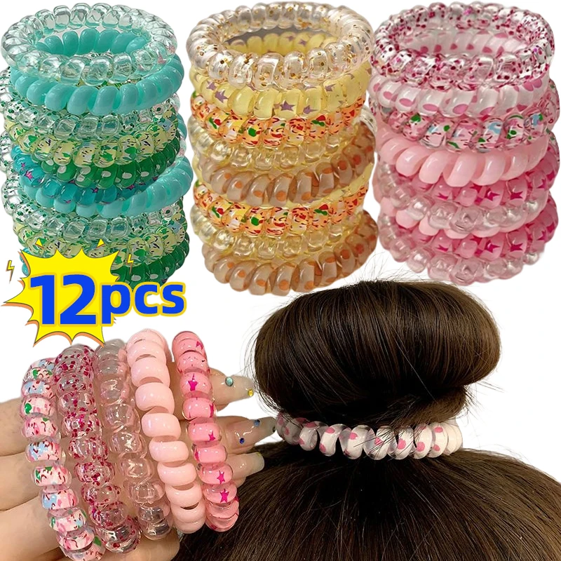 6/12PCS Colorful Transparent Hair Ties Elastic Plastic Hair Band Rubber Telephone Cord Scrunchies Hair Accessories Headwear
6/12PCS Colorful Transparent Hair Ties Elastic Plastic Hair Band Rubber Telephone Cord Scrunchies Hair Accessories Headwear