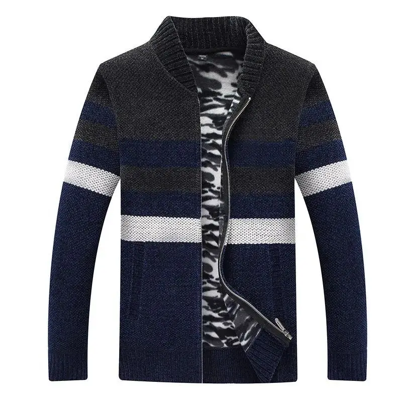 SHiONFA Men's Fleece Knitted Cardigan Jacket Long Sleeve Warm Sweater Coat Full Zipper Striped Clothing for Autumn Winter
SHiONFA Men's Fleece Knitted Cardigan Jacket Long Sleeve Warm Sweater Coat Full Zipper Striped Clothing for Autumn Winter