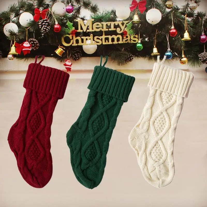 

Large Candy Christmas Stockings Hanging Knitted New Year Xmas Gift Bags Natale Navidad Christmas Decorations for Home 2023