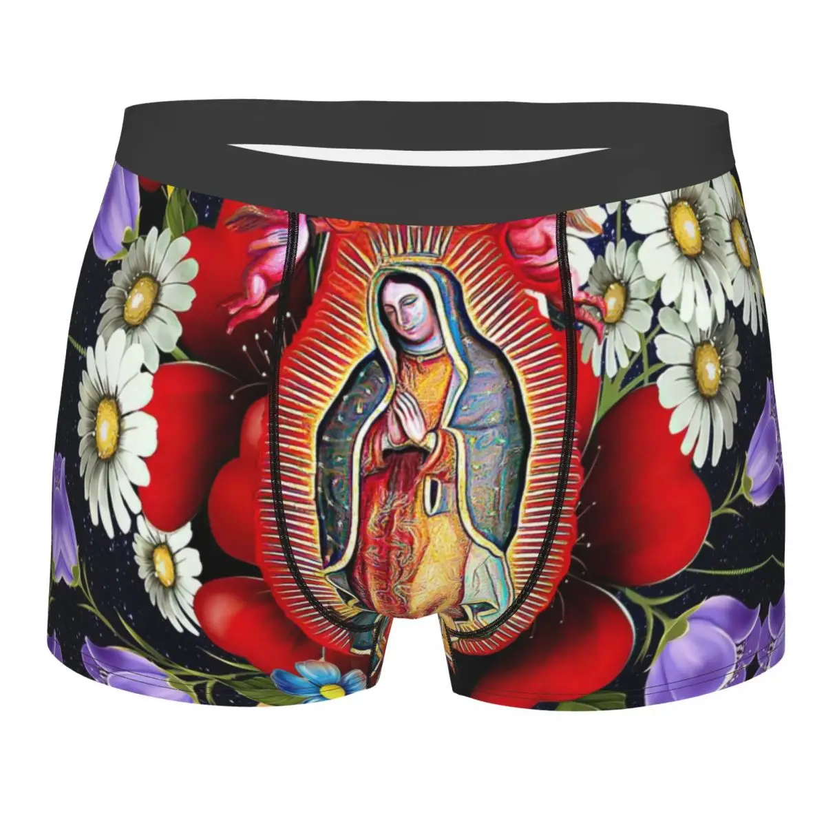 

Our Lady Of Guadalupe Boxer Shorts For Men Mexican Virgin Mary Mexico Flowers Tilma Underwear Panties Briefs Soft Underpants