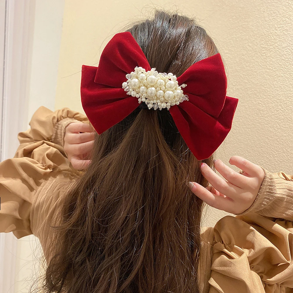 New Fashion Girls Women Sweet Headwear Pearl Barrette Velvet Hairpin Bow Hair Clips Ponytail Holder
New Fashion Girls Women Sweet Headwear Pearl Barrette Velvet Hairpin Bow Hair Clips Ponytail Holder