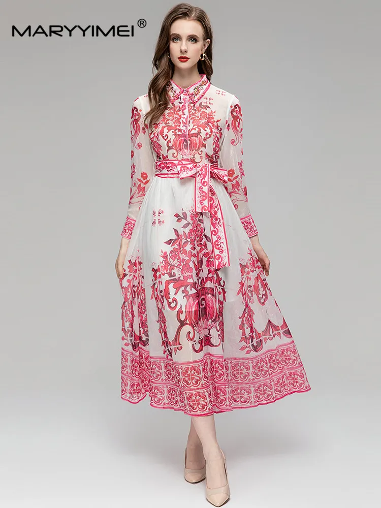 MARYYIMEI Autumn Fashion Women's Vintaget dress Long Sleeved Red Printing Lace-Up Peter pan Collar Chiffon Holiday Dresses
MARYYIMEI Autumn Fashion Women's Vintaget dress Long Sleeved Red Printing Lace-Up Peter pan Collar Chiffon Holiday Dresses