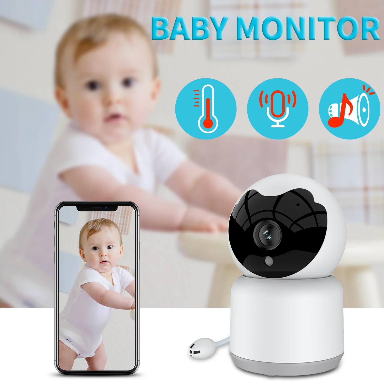 

2MP 1080P Tuya APP Remote Control WIFI IP Camera Temperature Monitoring Feeding Plan Intercom Baby Camera Nanny Cam Babysitter