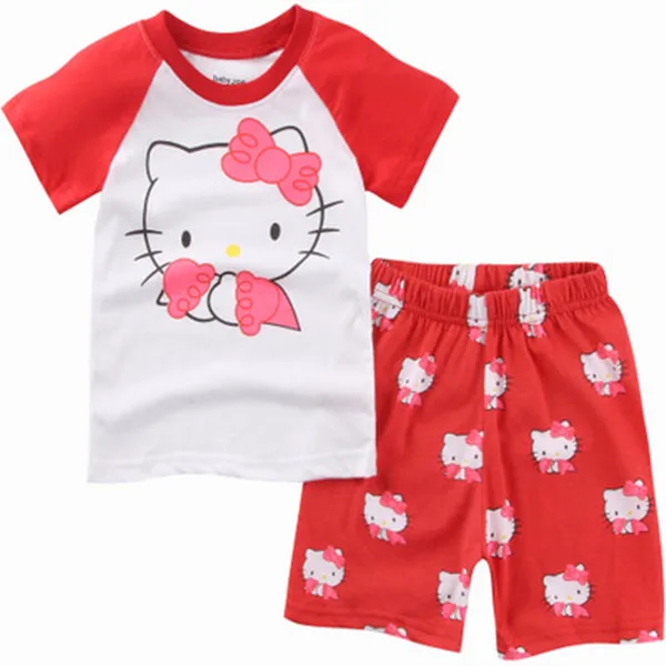 Hello Kitty Children Pajamas Set Toddler Cotton Pullover Short Sleeve+Shorts 2Pcs Suit Baby Girls Summer Casual Home Sleepwear Hello Kitty Children Pajamas Set Toddler Cotton Pullover Short Sleeve+Shorts 2Pcs Suit Baby Girls Summer Casual Home Sleepwear