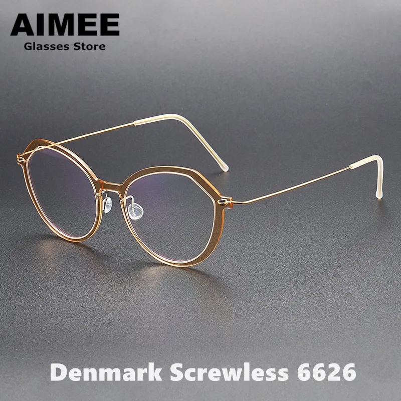 

Denmark Brand Glasses Frame Titanium Ultralight Women Fashion Round Myopia Eyeglasses 6626 Men Prescription Spectacles Eyewear