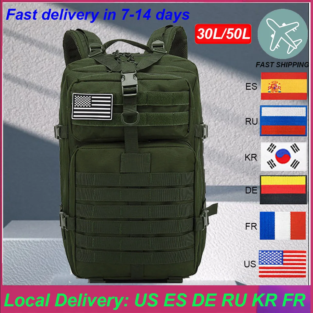 

30L/50L Tactical Backpack MOLLE 3P Tactical Pack Travel Bag Bag Waterproof Rucksacks Army Outdoor Camping Trekking Hunting Bag