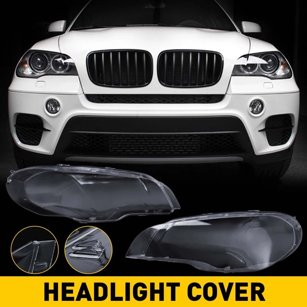 

1 Pair Car Front Headlight Lens Cover Left And Right Side Clear Headlamp Lens Cap Housing Compaible For 2007-2012 X5 E70