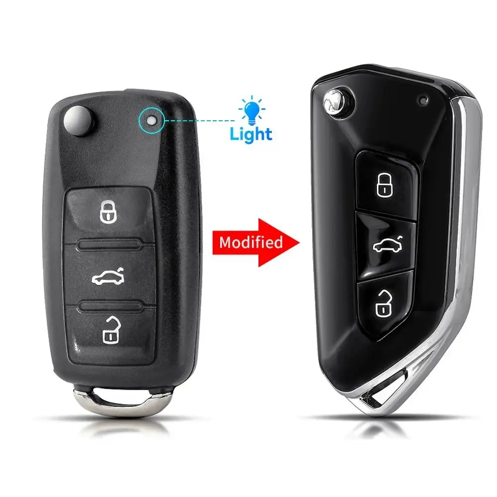 

Modified Car Key Shell Flip Key Case For Volkswagen/VW/Beetle/Caddy/Eos/Golf/ Jetta/Polo/Scirocco/Tiguan/Touran 5K0837202AD