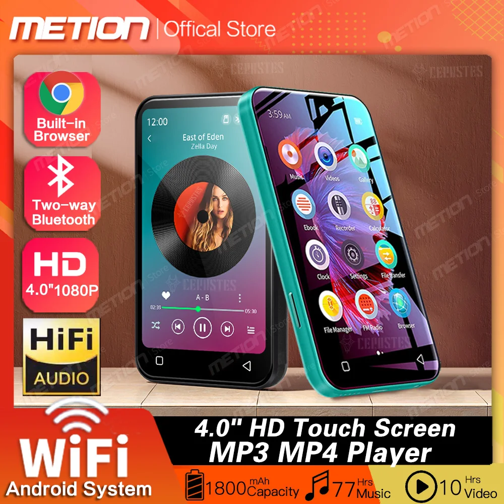 

WiFi Mp3 Player Bluetooth 4.0" Full Touch Screen Mp4 HiFi Sound Walkman Digital Music Player FM/Recorder/Clock/ Browser/Speaker