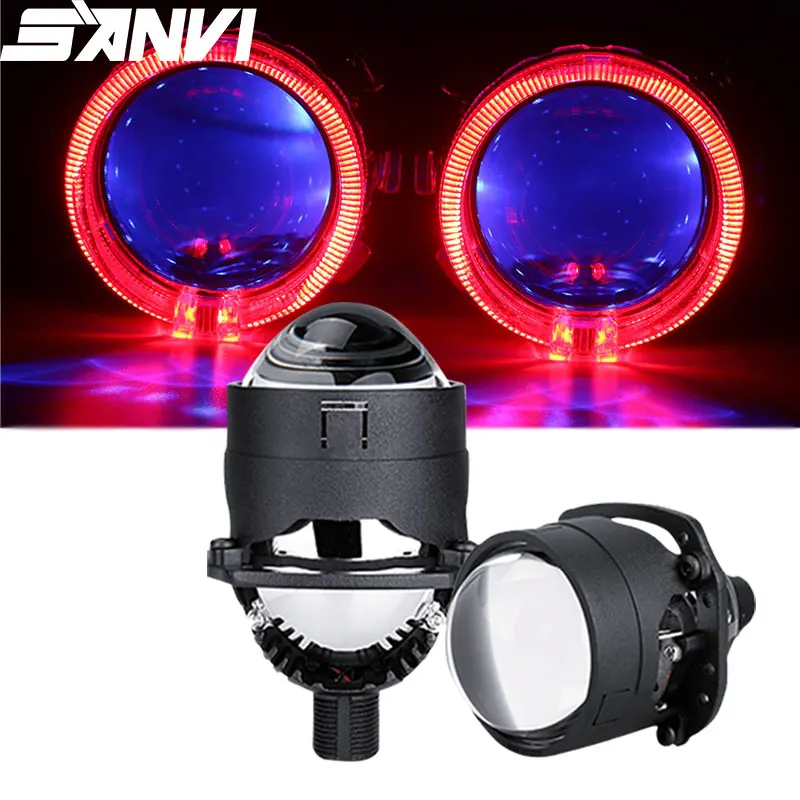 

Sanvi 2.5Inch S8 Mini Auto Bi LED Projector Lense for Car Headlights 45W 6000k H4 H7 9005 9006 LED Light Angel Eye Drving Light