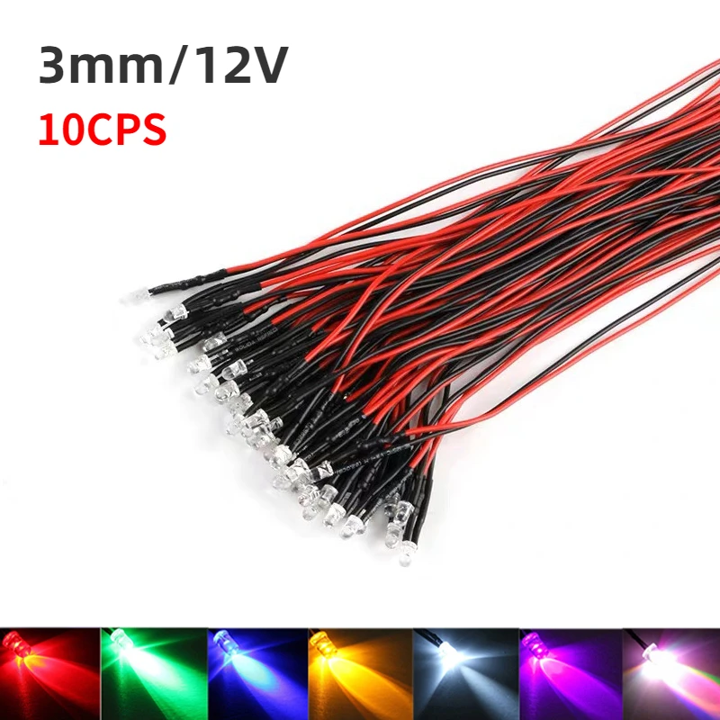 10PCS 3mm Pre wired LED Round Light Lamp Bulb Chip Beads Cable DC 12V 20cm White Decoration Light Emitting Diodes Pre-soldered
10PCS 3mm Pre wired LED Round Light Lamp Bulb Chip Beads Cable DC 12V 20cm White Decoration Light Emitting Diodes Pre-soldered