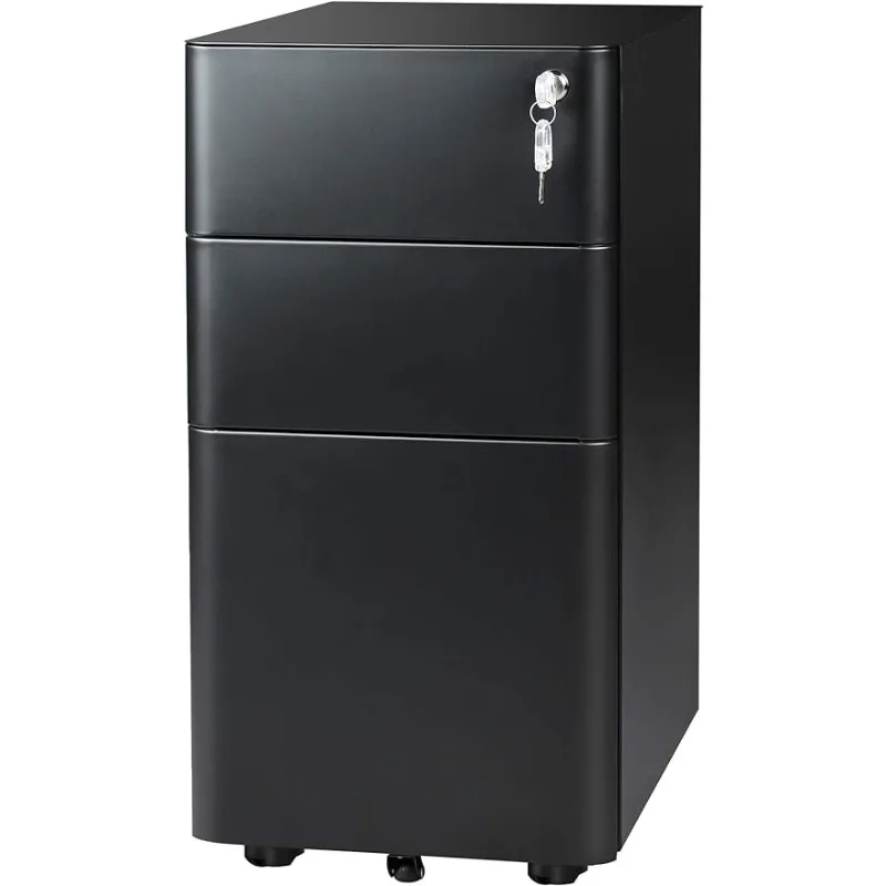 

DEVAISE 3-Drawer Slim File Cabinet Vertical Filing Cabinet Fully Assembled Except Casters Black