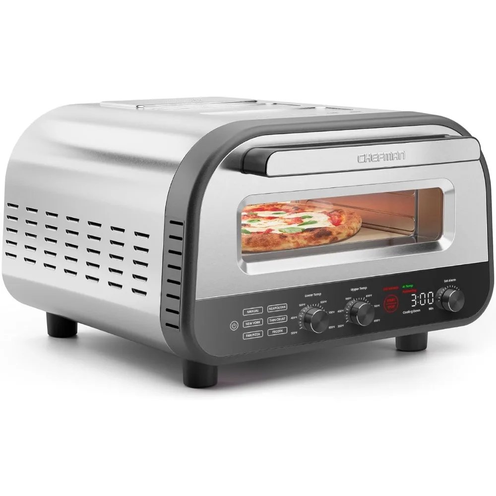 Heats up to 800°F - Countertop Electric Pizza Maker with 5 Touchscreen Presets, Pizza Stone and Peel Included - Stainless Steel
Heats up to 800°F - Countertop Electric Pizza Maker with 5 Touchscreen Presets, Pizza Stone and Peel Included - Stainless Steel