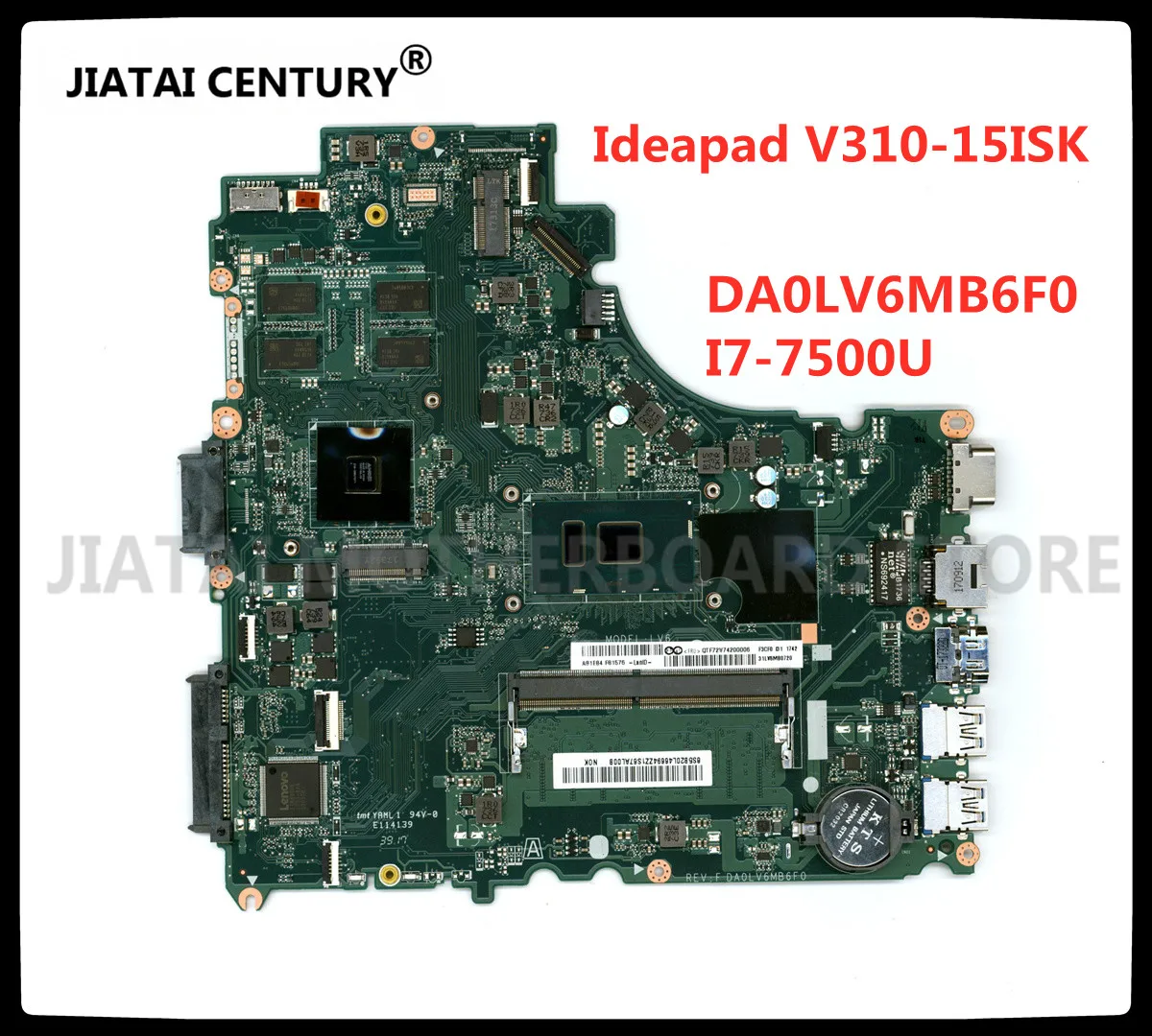 

For Lenovo Ideapad V310-15ISK Laptop Motherboard 5B20M31659 DA0LV6MB6F0 SR2ZV I7-7500U 100% Tested