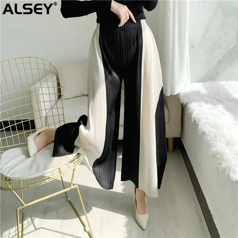 ALSEY Miyake Pleated Women's Pants Fashion Harajuku Style Color Blocking Pleated Wide Leg Casual Pants Large Size Spring New
ALSEY Miyake Pleated Women's Pants Fashion Harajuku Style Color Blocking Pleated Wide Leg Casual Pants Large Size Spring New