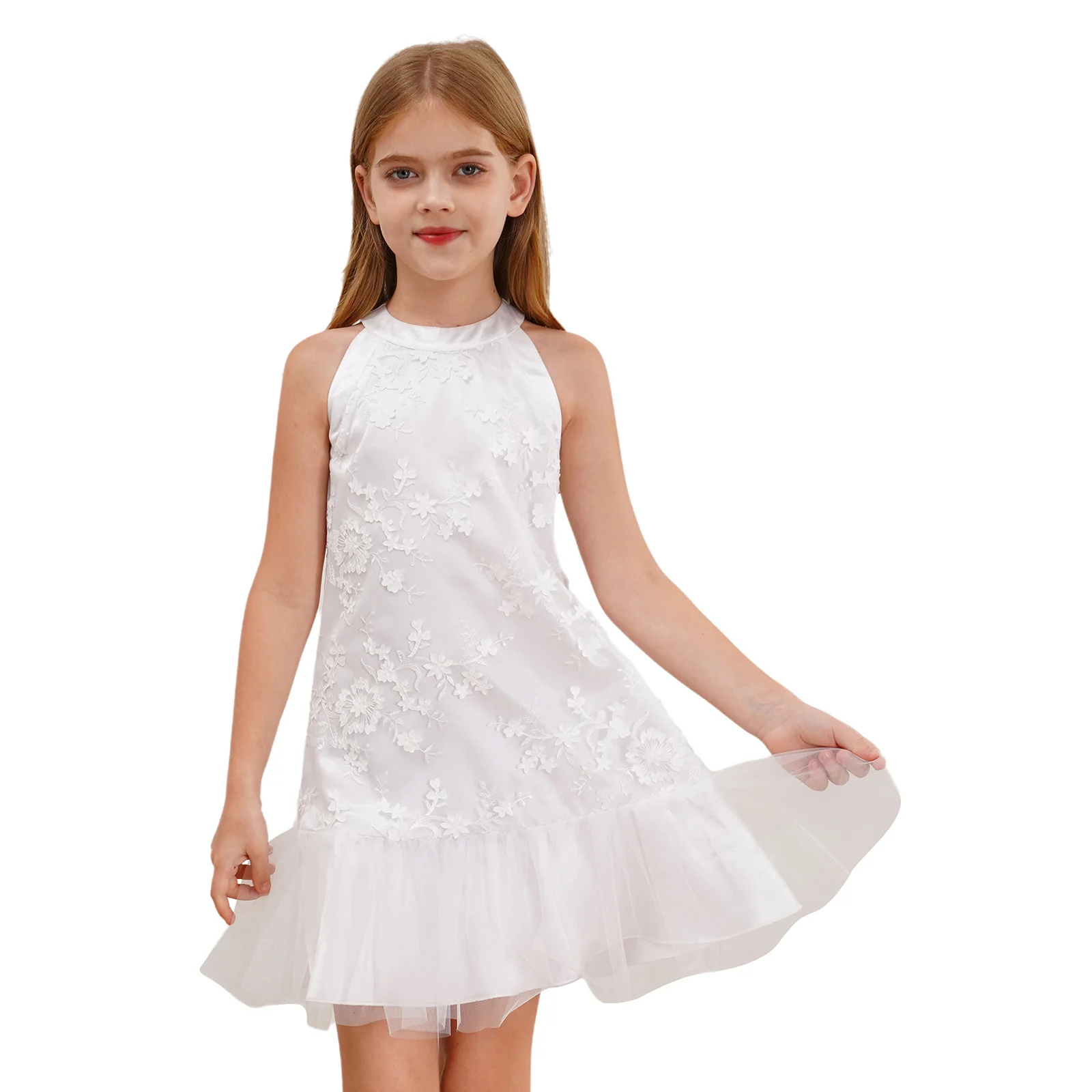 Kids Girls Applique Embroidery Flared Dress Teenager Ruffled Tulle Dresses for Wedding Ceremony Birthday Party 4 6 8 10 12 14
Kids Girls Applique Embroidery Flared Dress Teenager Ruffled Tulle Dresses for Wedding Ceremony Birthday Party 4 6 8 10 12 14