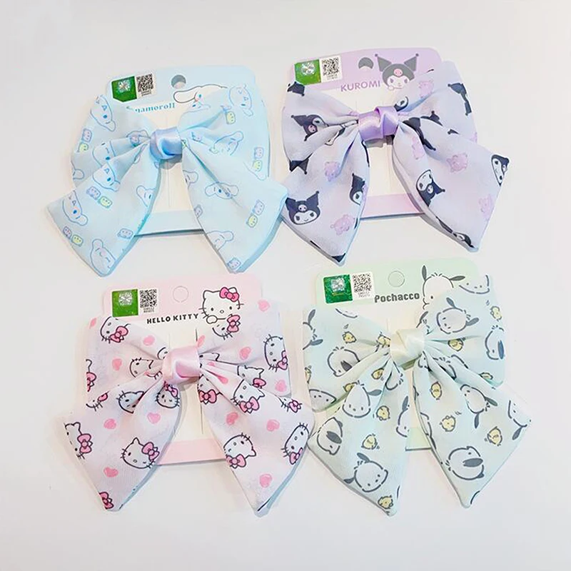 Заколка для волос Sanrio Kuromi Cinnamoroll с большим бантом, заколка для волос с мультяшным рисунком Hello Kitty понравико, милые заколки для девочек, аксессуары для волос
Заколка для волос Sanrio Kuromi Cinnamoroll с большим бантом, заколка для волос с мультяшным рисунком Hello Kitty понравико, милые заколки для девочек, аксессуары для волос