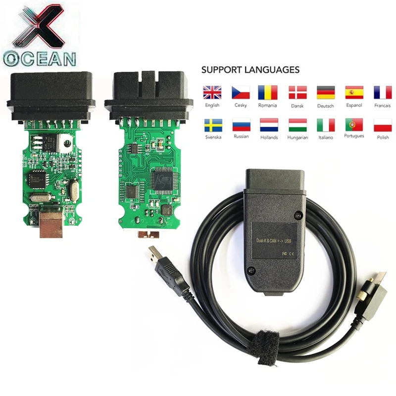 Диагностический USB-интерфейс HEX V2 22.3.1 ATMEGA162 16V8 FT232RQ OBDII для VW, AUDI, Skoda, Seat, несколько языков
Диагностический USB-интерфейс HEX V2 22.3.1 ATMEGA162 16V8 FT232RQ OBDII для VW, AUDI, Skoda, Seat, несколько языков