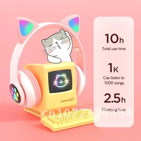Wireless Cat Ear RGB Headphones Bass Noise Cancelling Adults Kids Girl Bluetooth Headsets Support TF Card Casco With microphone
Wireless Cat Ear RGB Headphones Bass Noise Cancelling Adults Kids Girl Bluetooth Headsets Support TF Card Casco With microphone