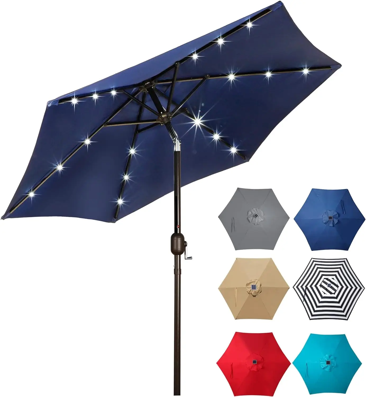 

Patio Umbrella with LED Lights, Solar Umbrella Table Market Umbrella with Tilt and Crank, 7.5/11 FT