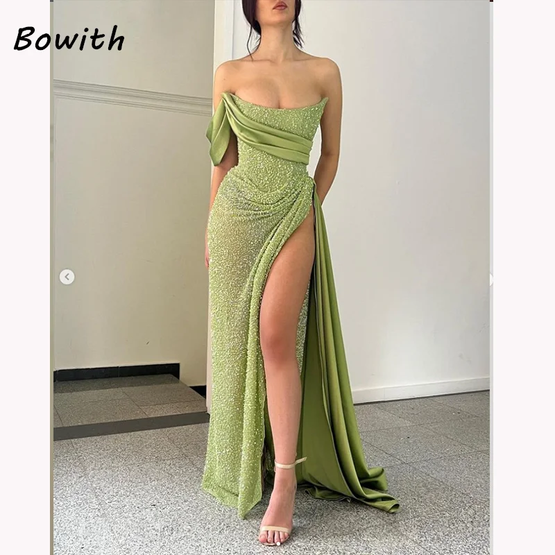 Bowith Long Evening Dress Elegant For Women Prom Split Dresses Wedding Party Formal Occasion Green One Shoulder Gown vestidos
Bowith Long Evening Dress Elegant For Women Prom Split Dresses Wedding Party Formal Occasion Green One Shoulder Gown vestidos